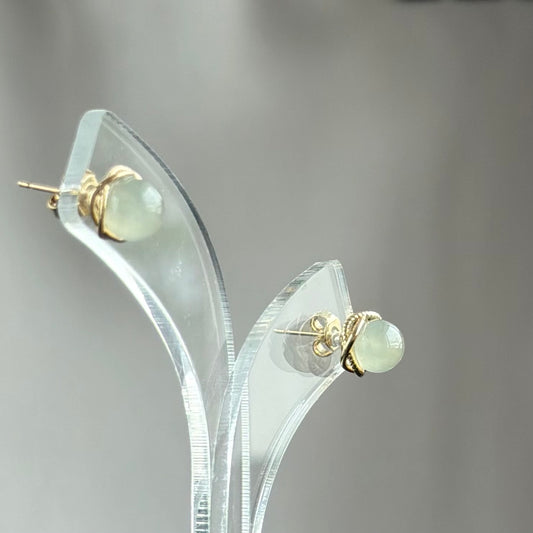 Celadon Entwine Jadeite Earrings 青瓷金旋