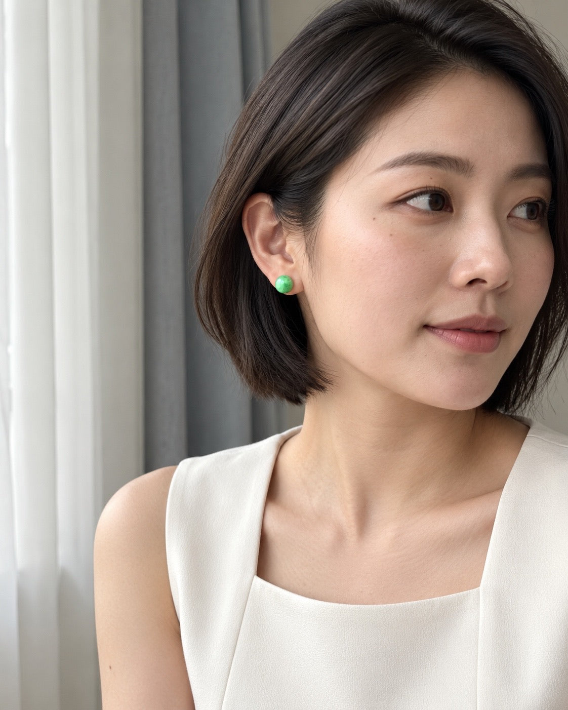 Spring Bud Jadeite Earring Studs 春芽