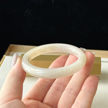 Load image into Gallery viewer, 112851 51.2mm Slim Translucent Snow Pear White Jade Bangle
