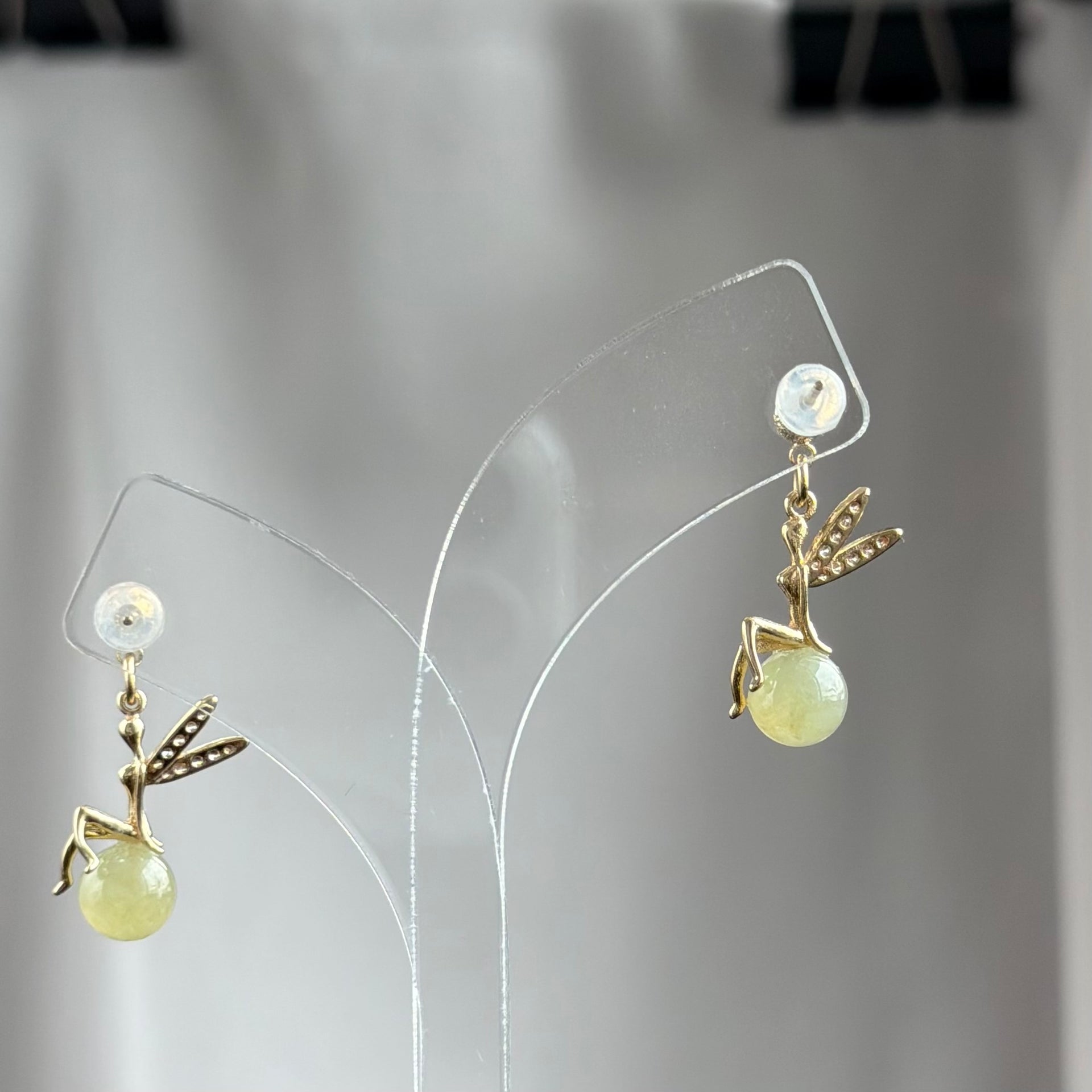 Winterlight Fairy Jadeite Earrings 冬晖羽灵