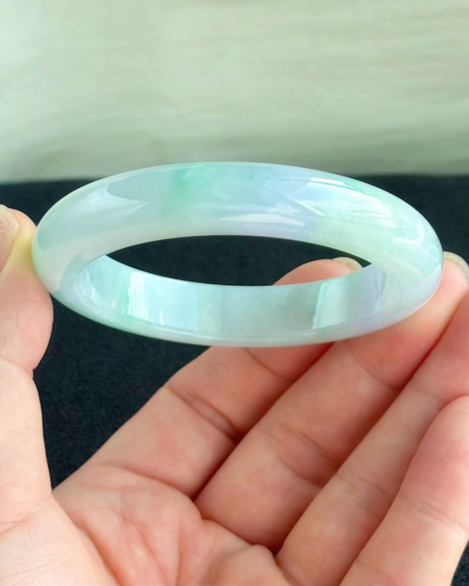 Twilight at Giverny 55.5mm Jadeite Bangle 莫奈暮色 (Preview)
