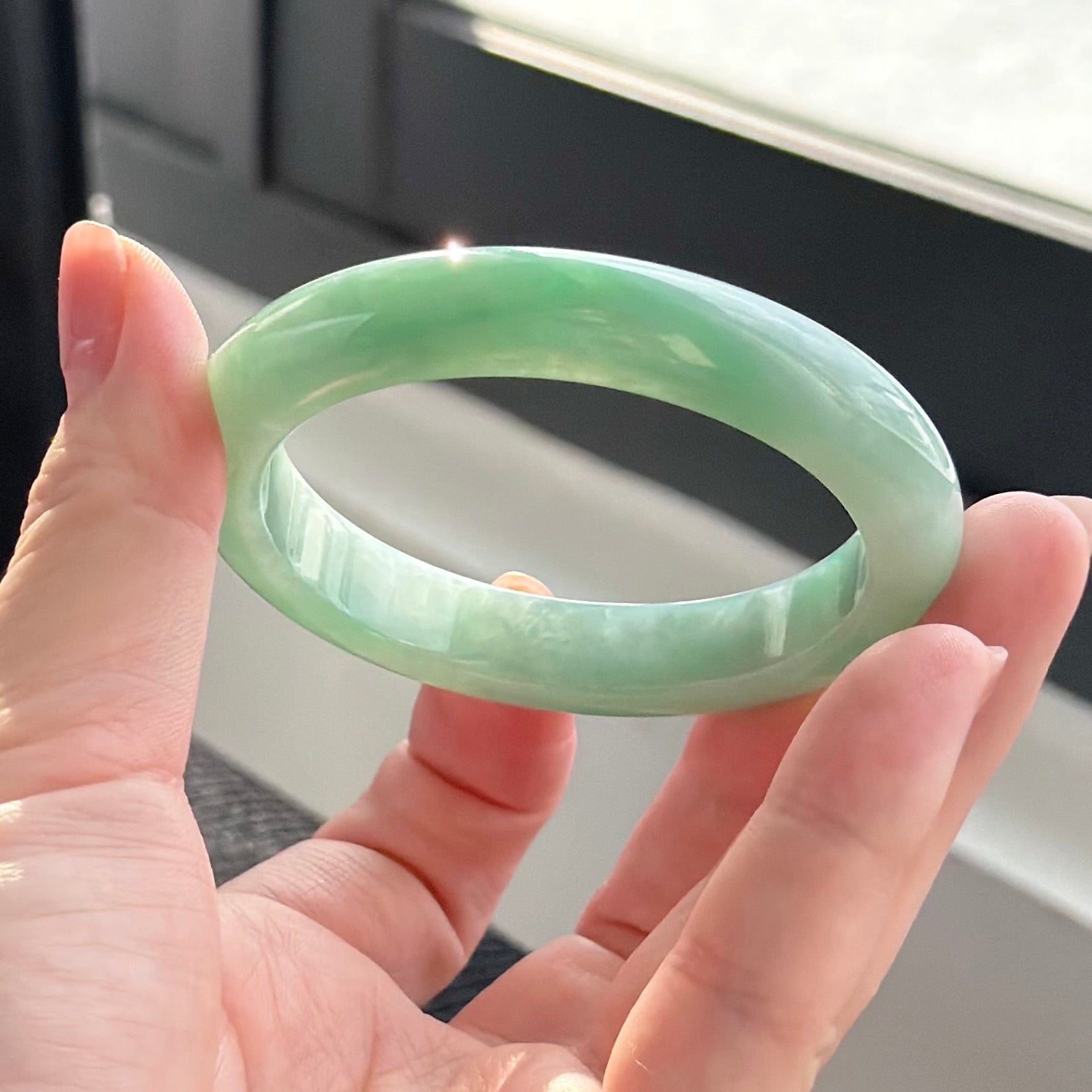 Whispers of the Jade Petal 56.4mm Jadeite Bangle 碧瓣清语