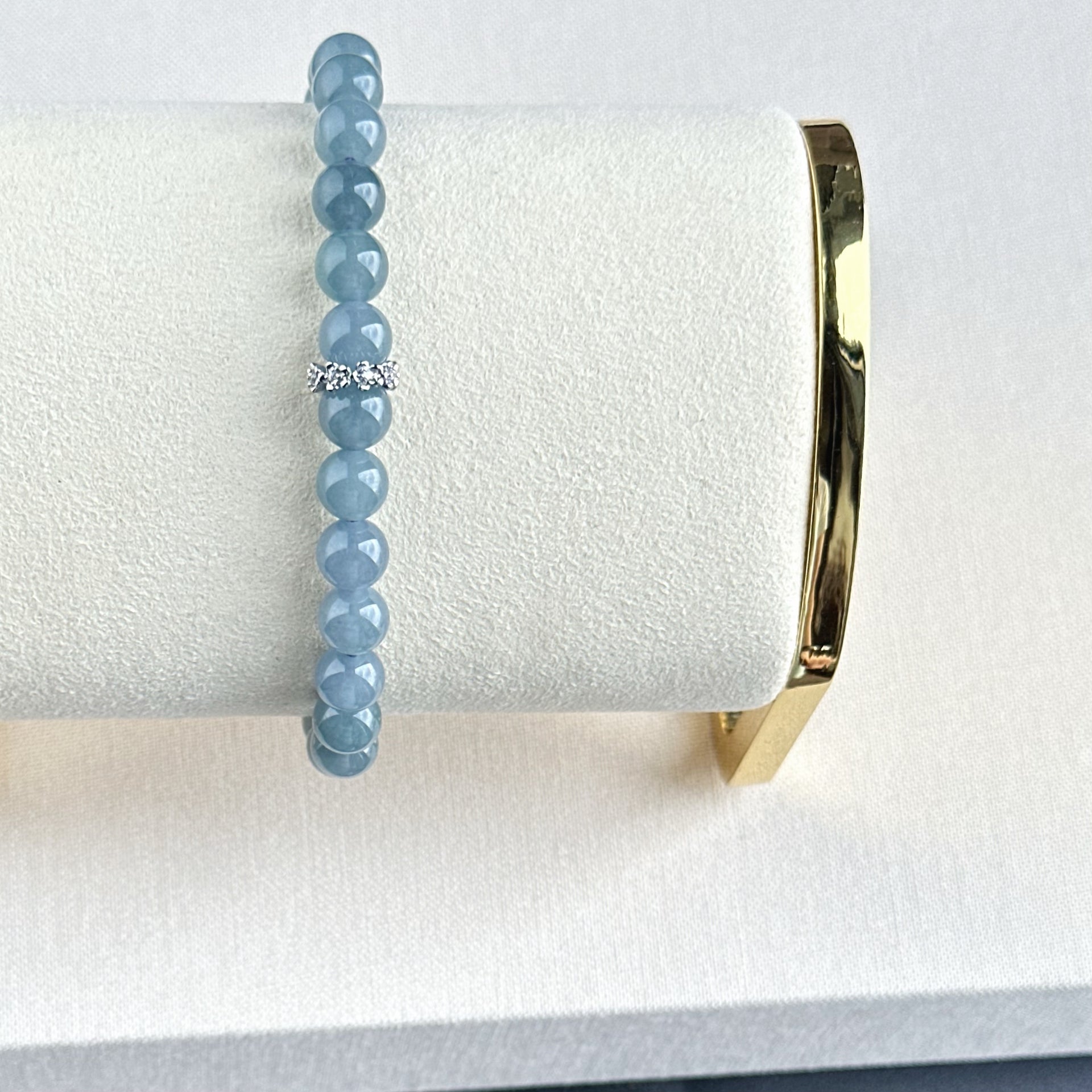 120188 Royal Blue Translucence Type A Jadeite Beaded Bracelet