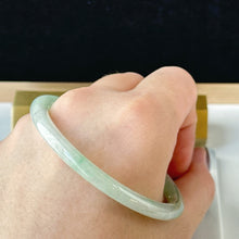Load image into Gallery viewer, 12857 57.0mm Translucent Green Slim Cut Rounded Jade Bangle
