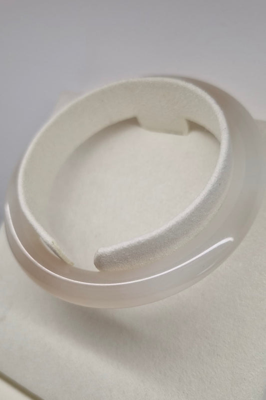 First Snow at Arashiyama 55.4mm Nephrite Bangle 岚山初雪