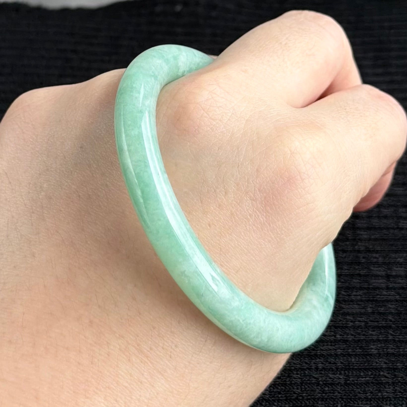 Aegean Sea Mist Jadeite Bangle 56.0mm 琴海轻雾