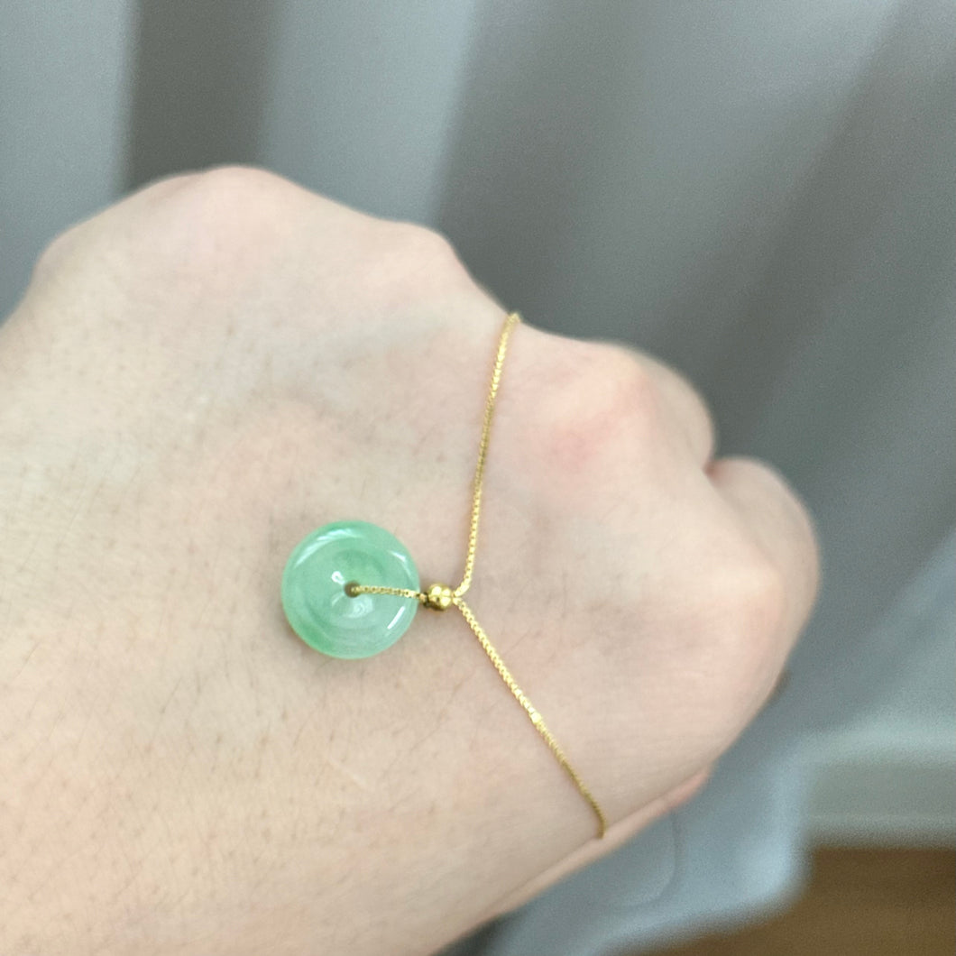 88831 Highly Translucent Green Jade Donut Pendant