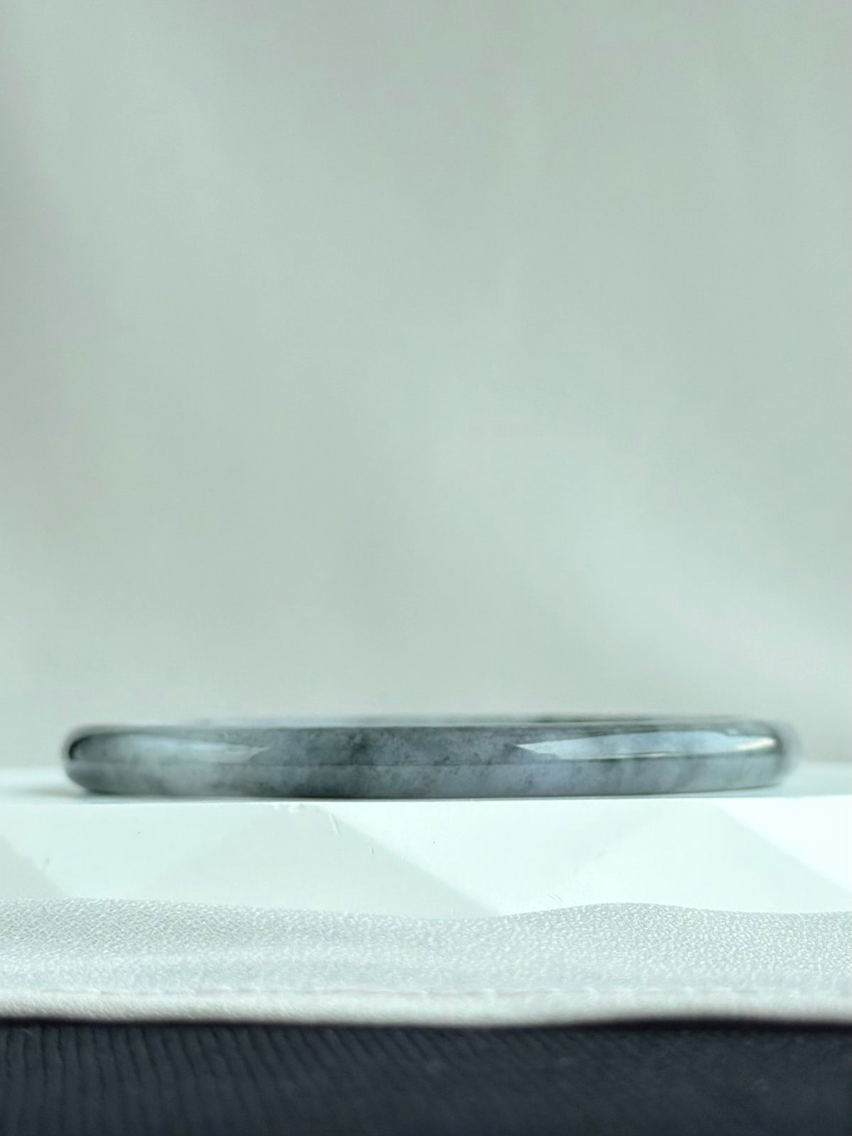 Snow on the Cold River 57.0mm Jadeite Bangle 寒江雪