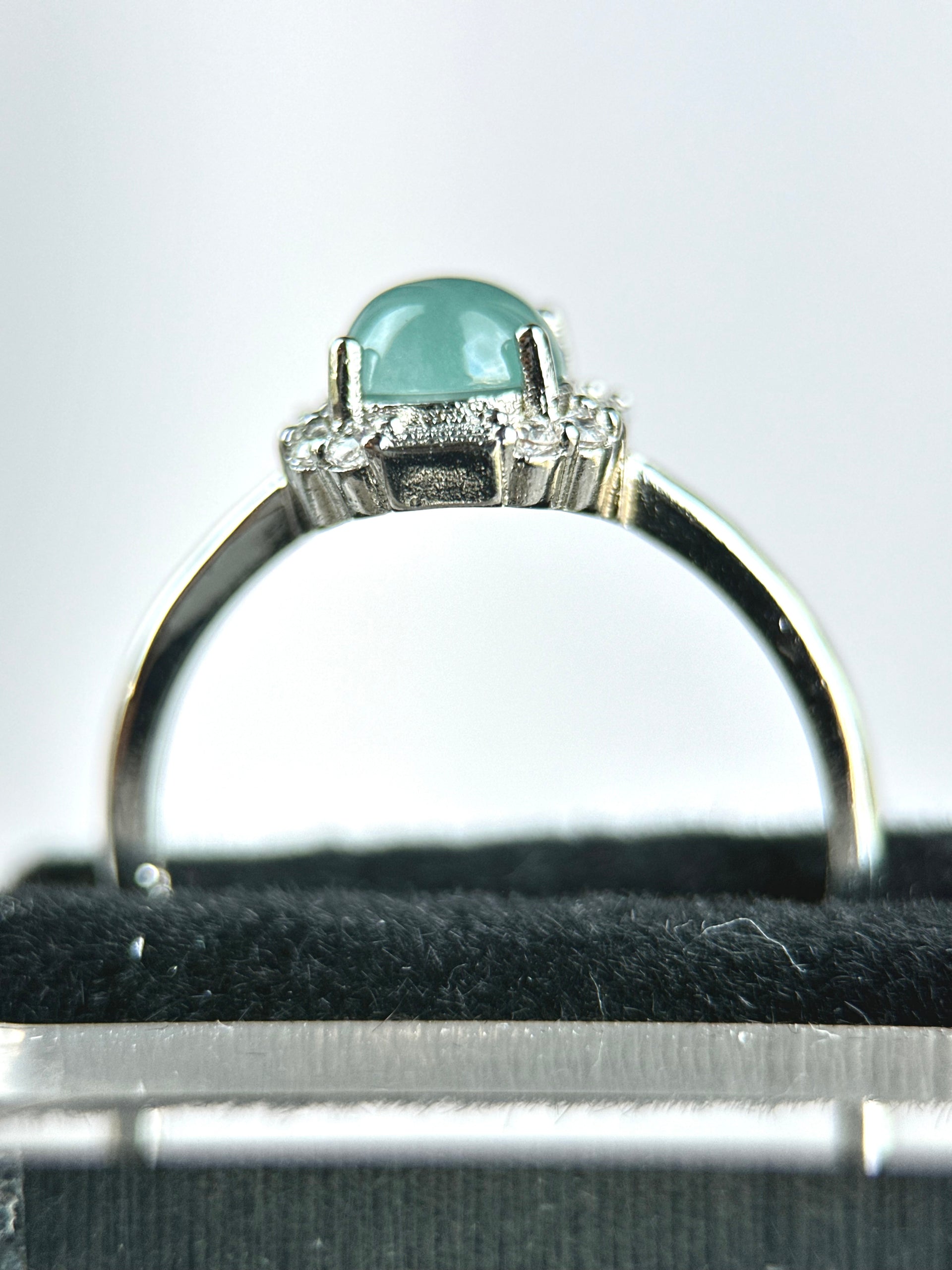 101888 Highly Translucent Sky Blue Jadeite Stud Earring and Ring