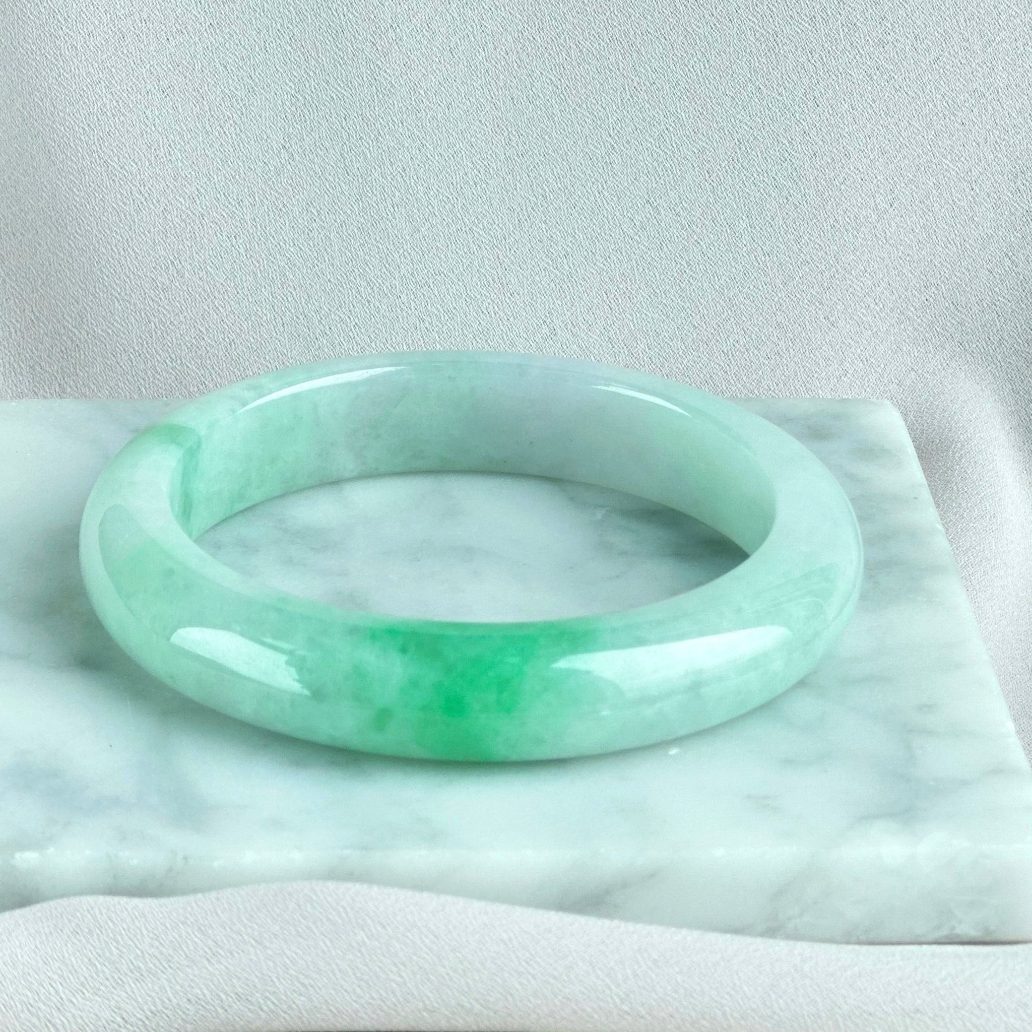 10757 57.4mm Ice Fu Rong Moss in Snow Jadeite Bangle – Jadew