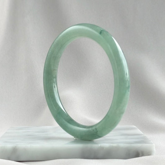 West Lake Mist Rounded Jadeite Bangle 56.5mm 西湖烟雨