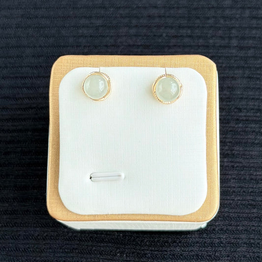 Celadon Entwine Jadeite Earrings 青瓷金旋