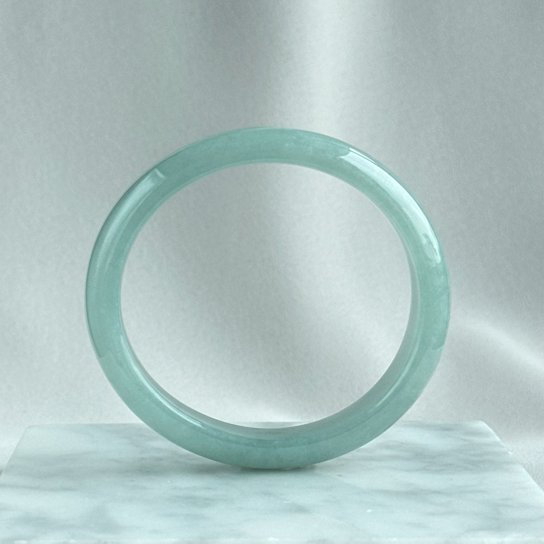 蓝静云光 Glacier Blue Oval Jadeite Bangle 55.0mm