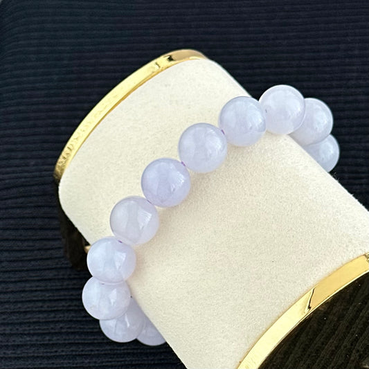 Lavender Frost 12.7mm Jadeite Bracelet 薰光霜影