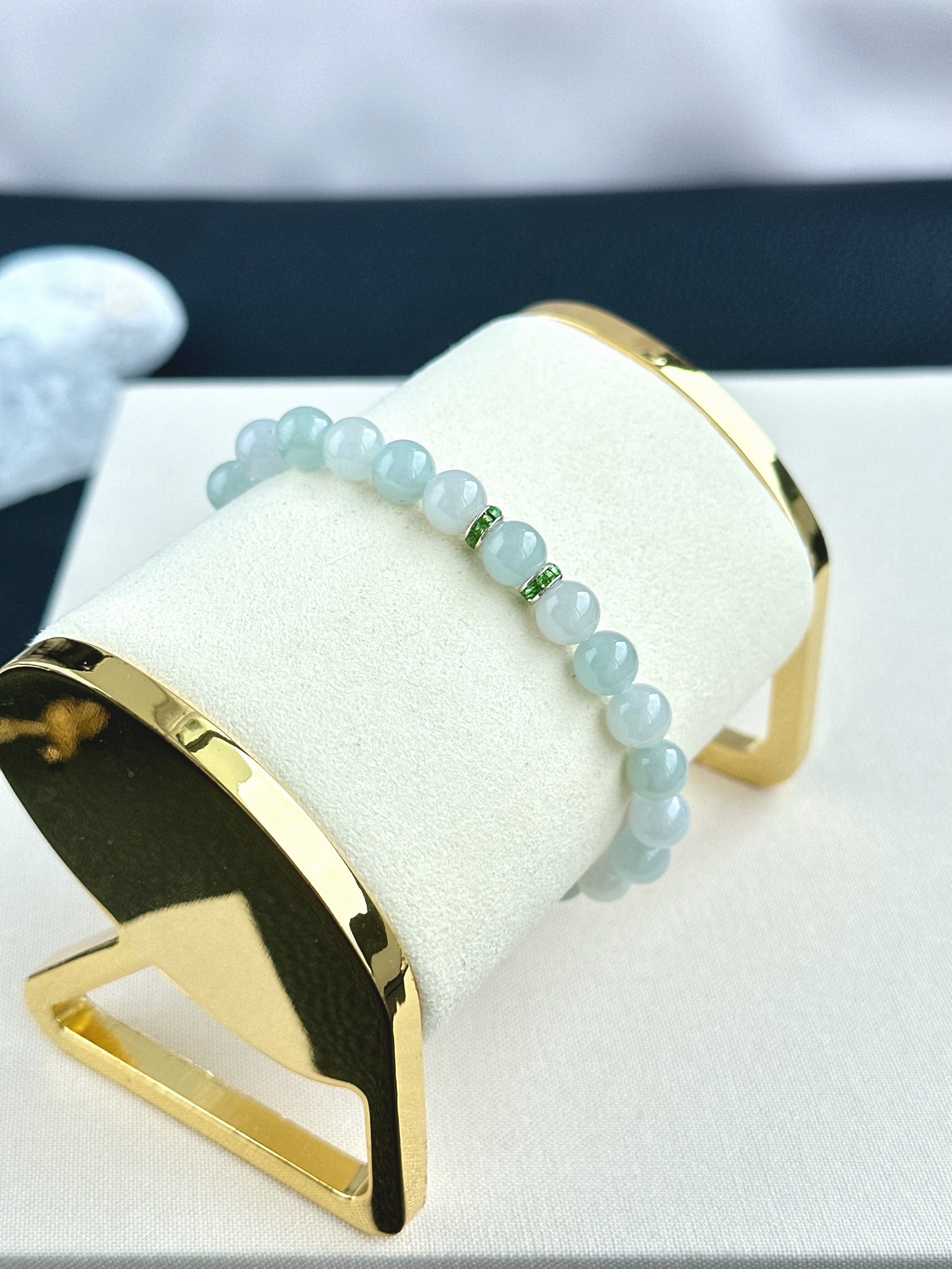 112788  Icy Macaron Type A Jadeite Beaded Bracelet