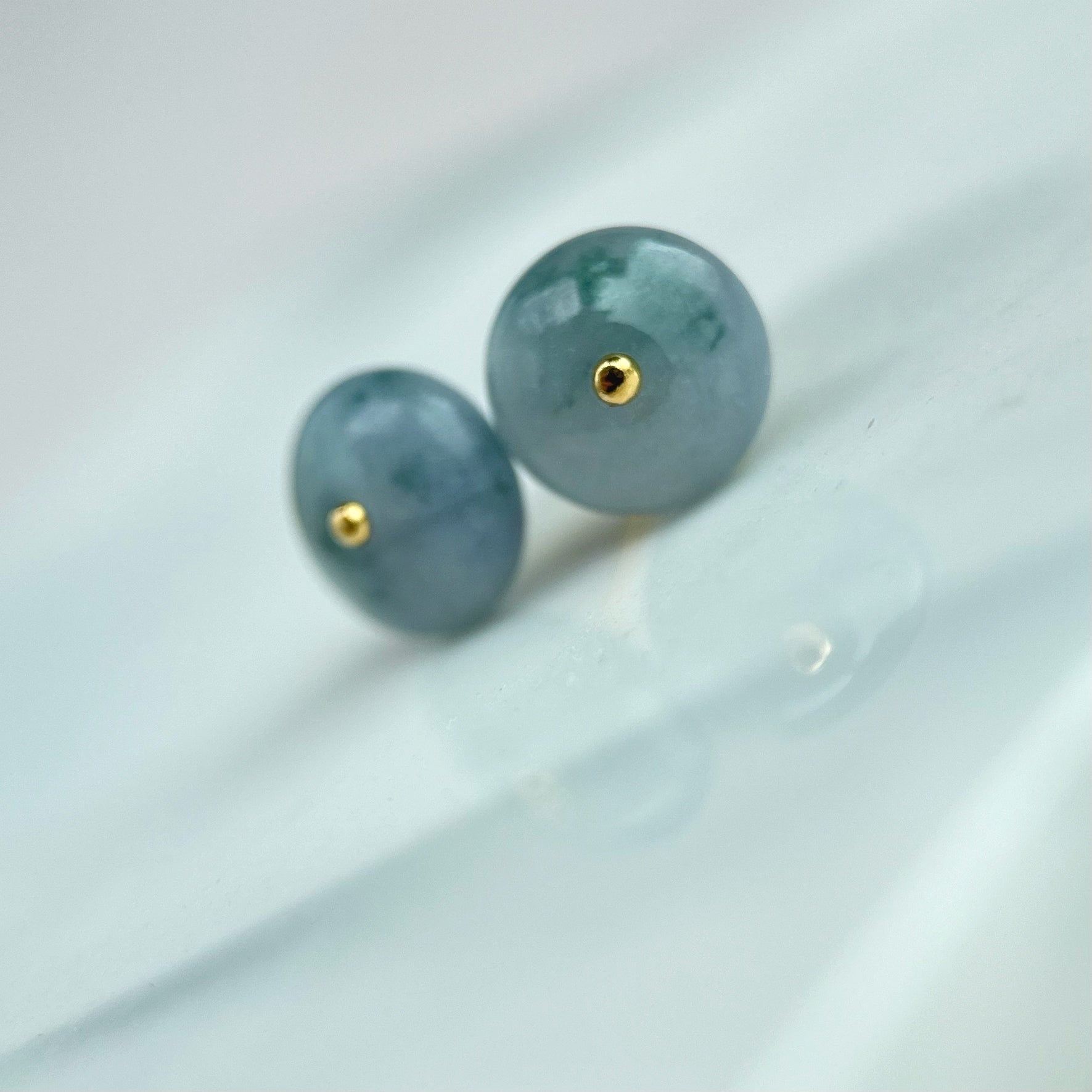 11689 Floral Jade Donut Earring with 22K Yellow Gold
