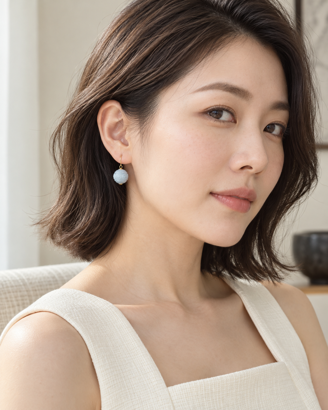 Ruyi Clouds Lavender Jadeite Drop Earrings 如意云 (Preview)