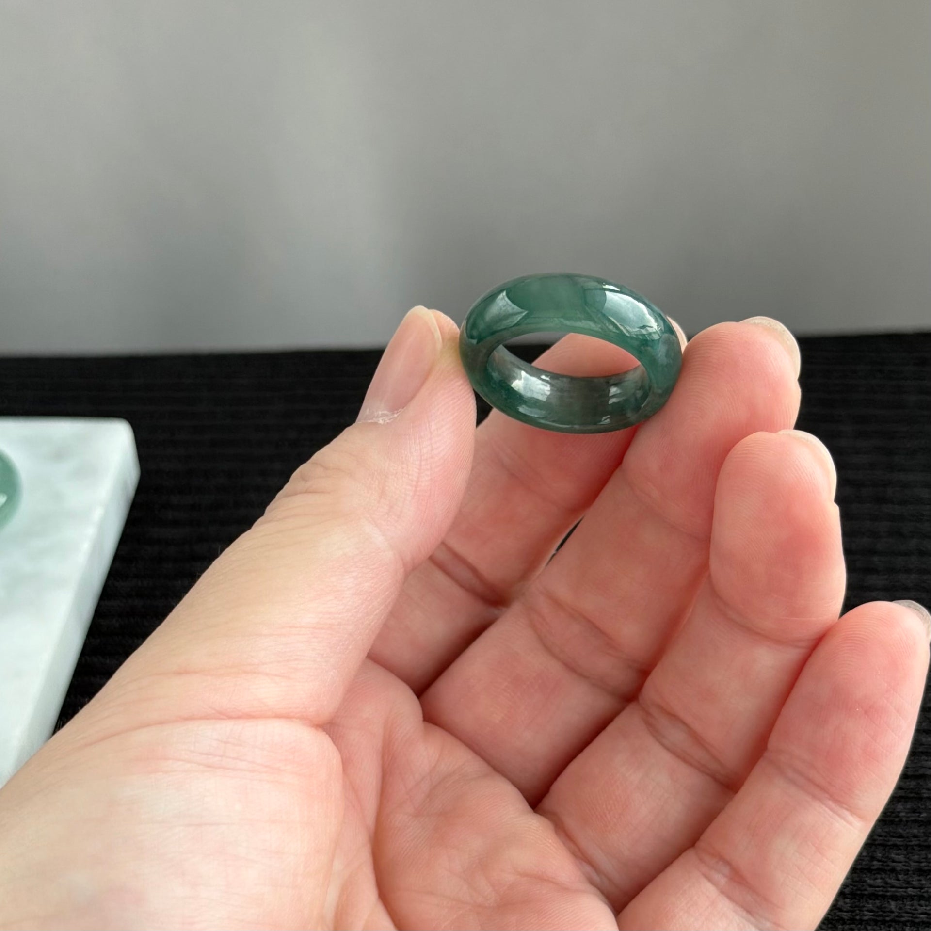 The Teal Aurora Jadeite Ring 翠影极光
