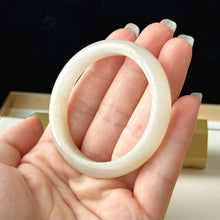 Load image into Gallery viewer, 112851 51.2mm Slim Translucent Snow Pear White Jade Bangle
