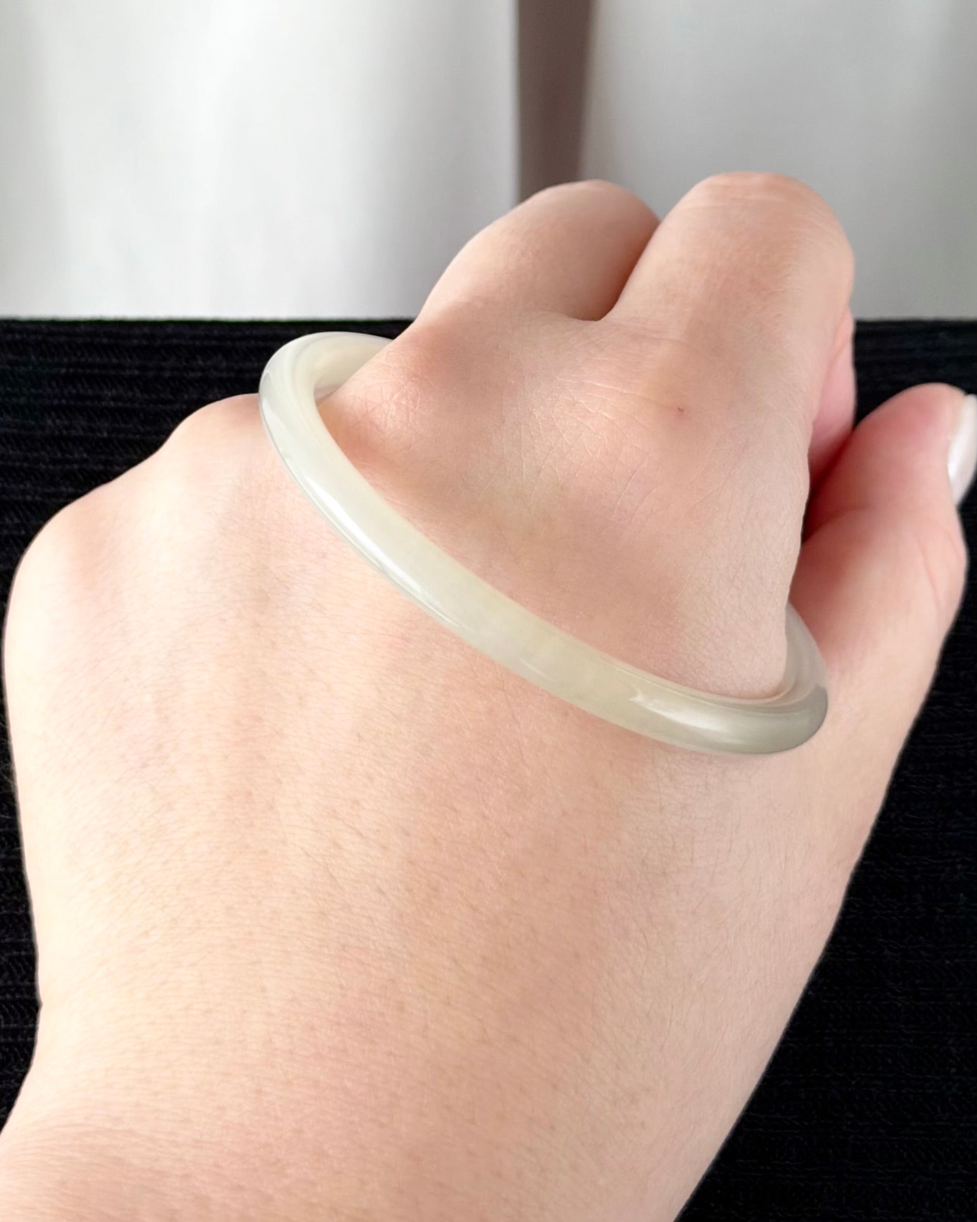 The Dawn Lotus 55.5mm Nephrite Bangle 晨曦初荷 (Preview)