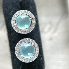 Load image into Gallery viewer, 101888 Highly Translucent Sky Blue Jadeite Stud Earring and Ring
