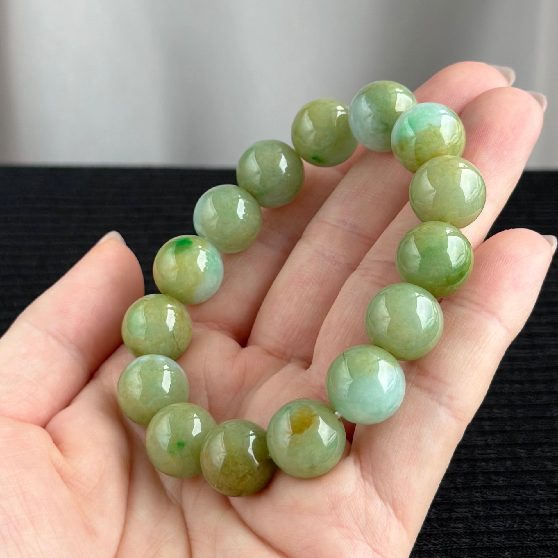 Whispers of an Ancient Forest 13.5mm Jadeite Bracelet 幽林古语