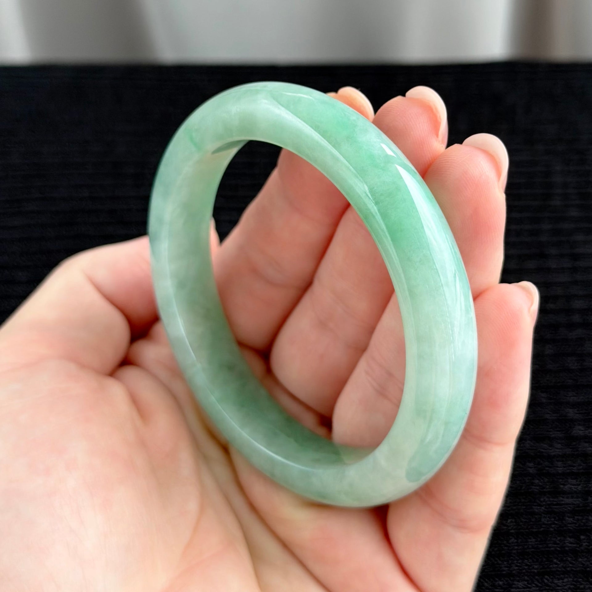 Whispers of the Jade Petal 56.4mm Jadeite Bangle 碧瓣清语