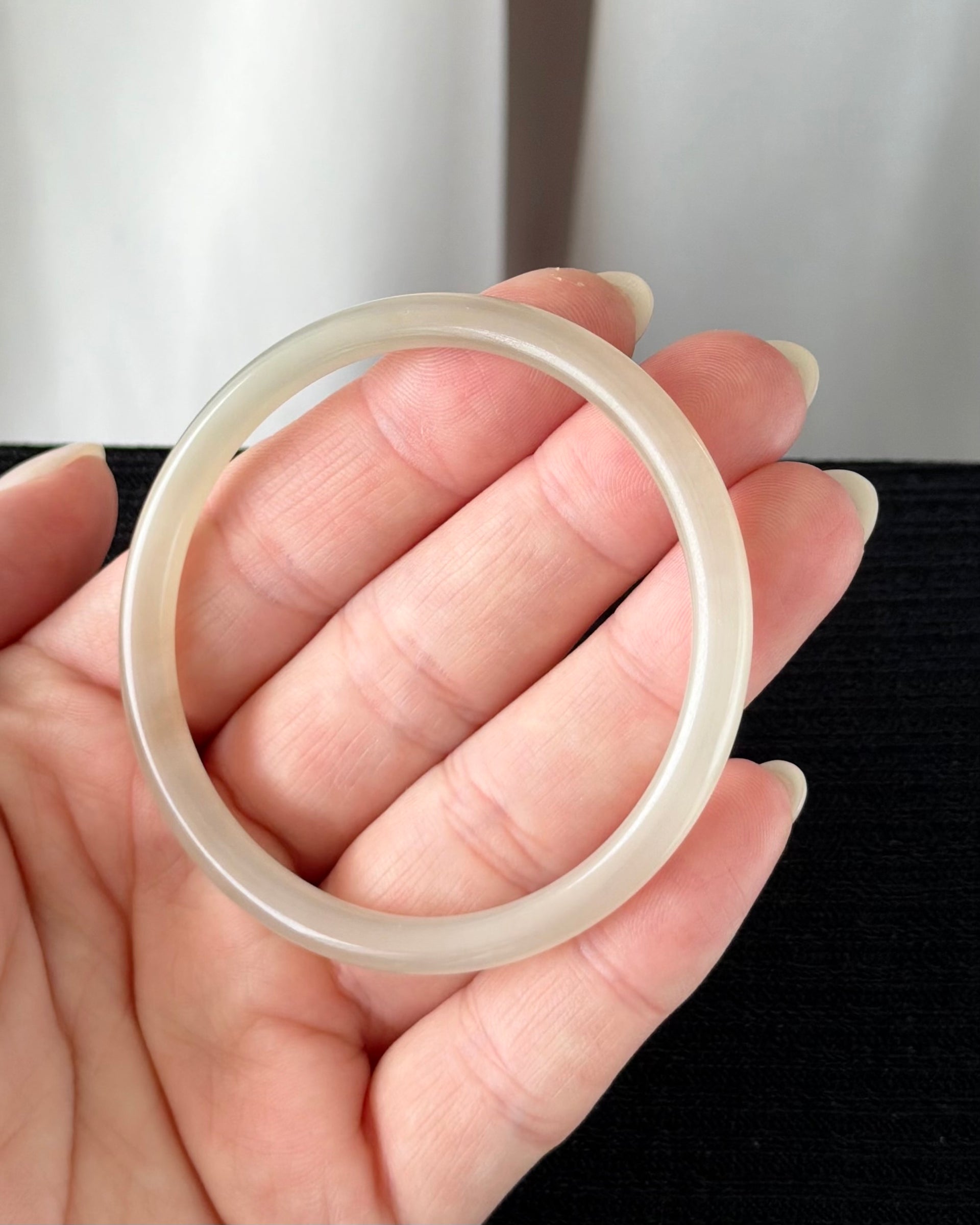 The Dawn Lotus 55.5mm Nephrite Bangle 晨曦初荷 (Preview)