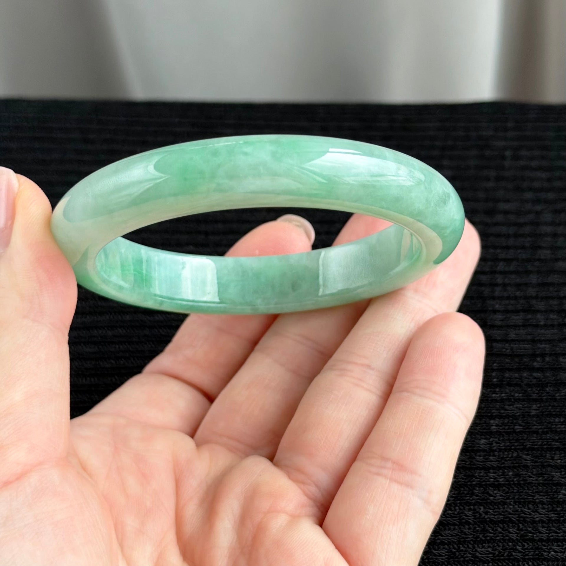 Whispers of the Jade Petal 56.4mm Jadeite Bangle 碧瓣清语