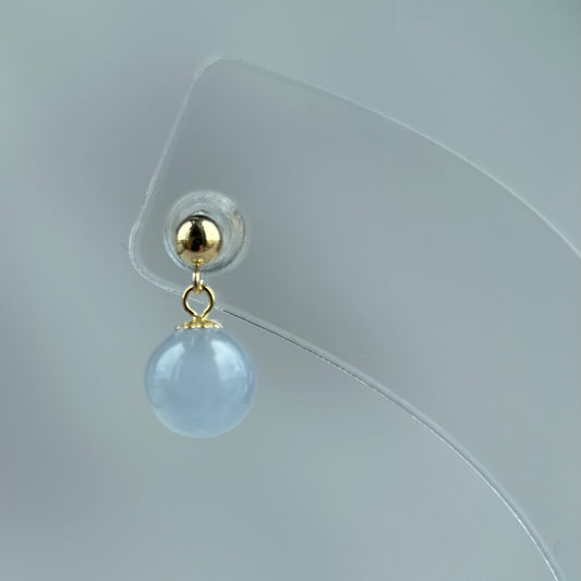 102588 Icy Lavender Purple Jade Bead Earring with 18K Yellow Gold