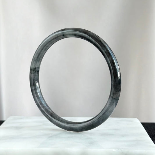 Ink Veil — Slim Jadeite Bangle 54.8mm 墨纱