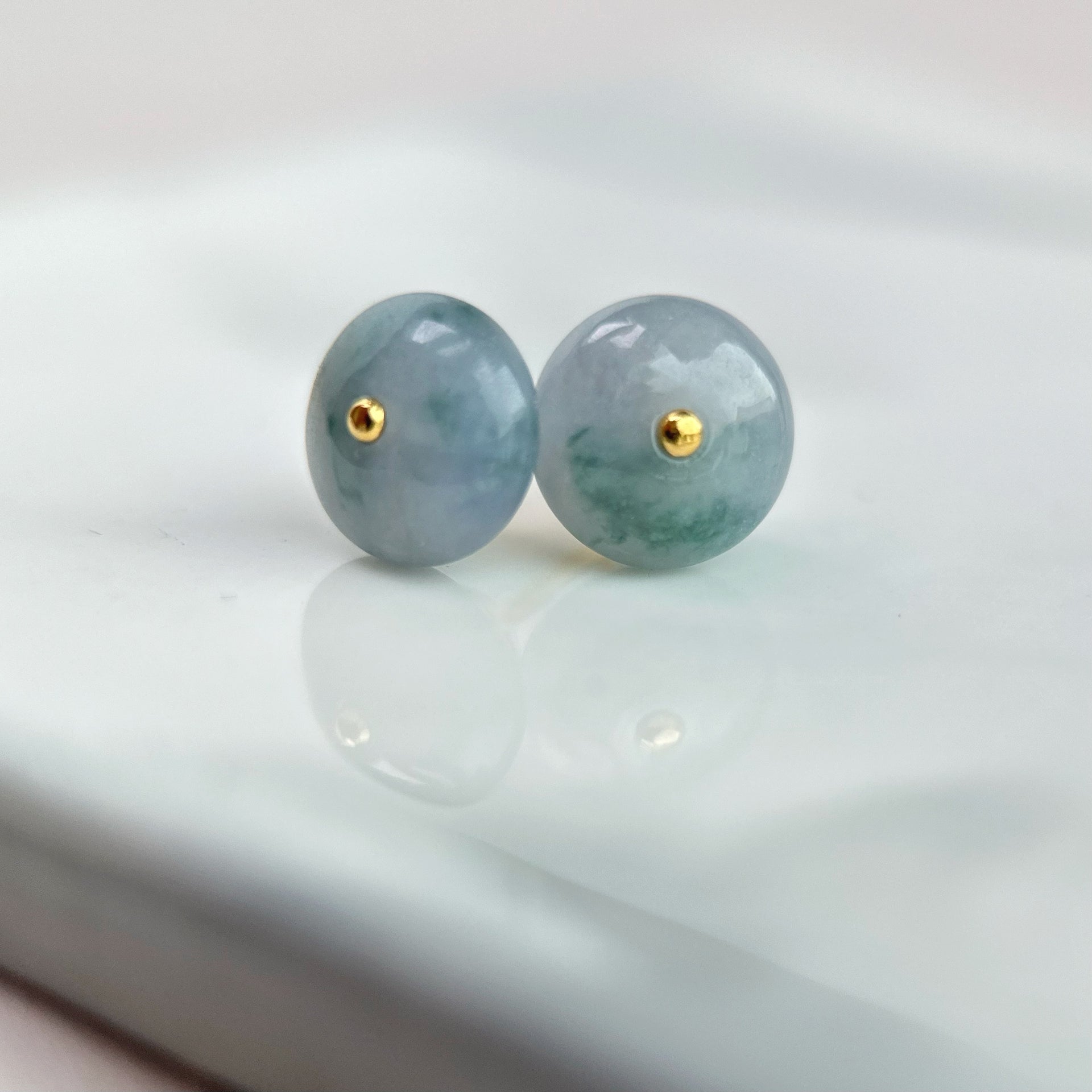 11689 Floral Jade Donut Earring with 22K Yellow Gold