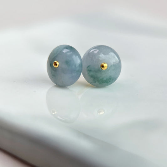 11689 Floral Jade Donut Earring with 22K Yellow Gold