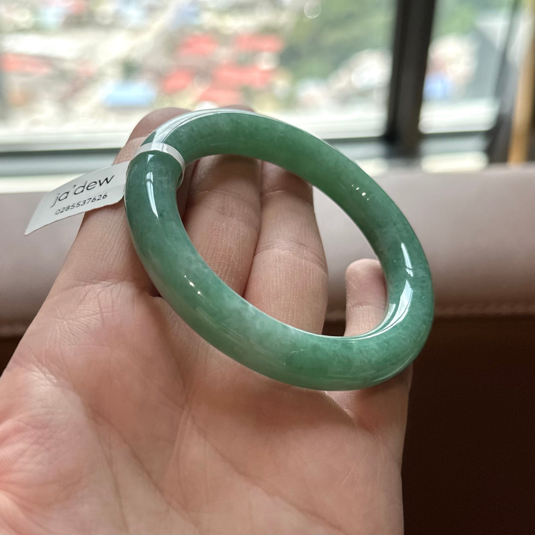 10653 53.5mm Full Apple Green Rounded Jadeite Bangle