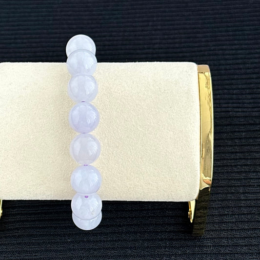 Lavender Frost 12.7mm Jadeite Bracelet 薰光霜影