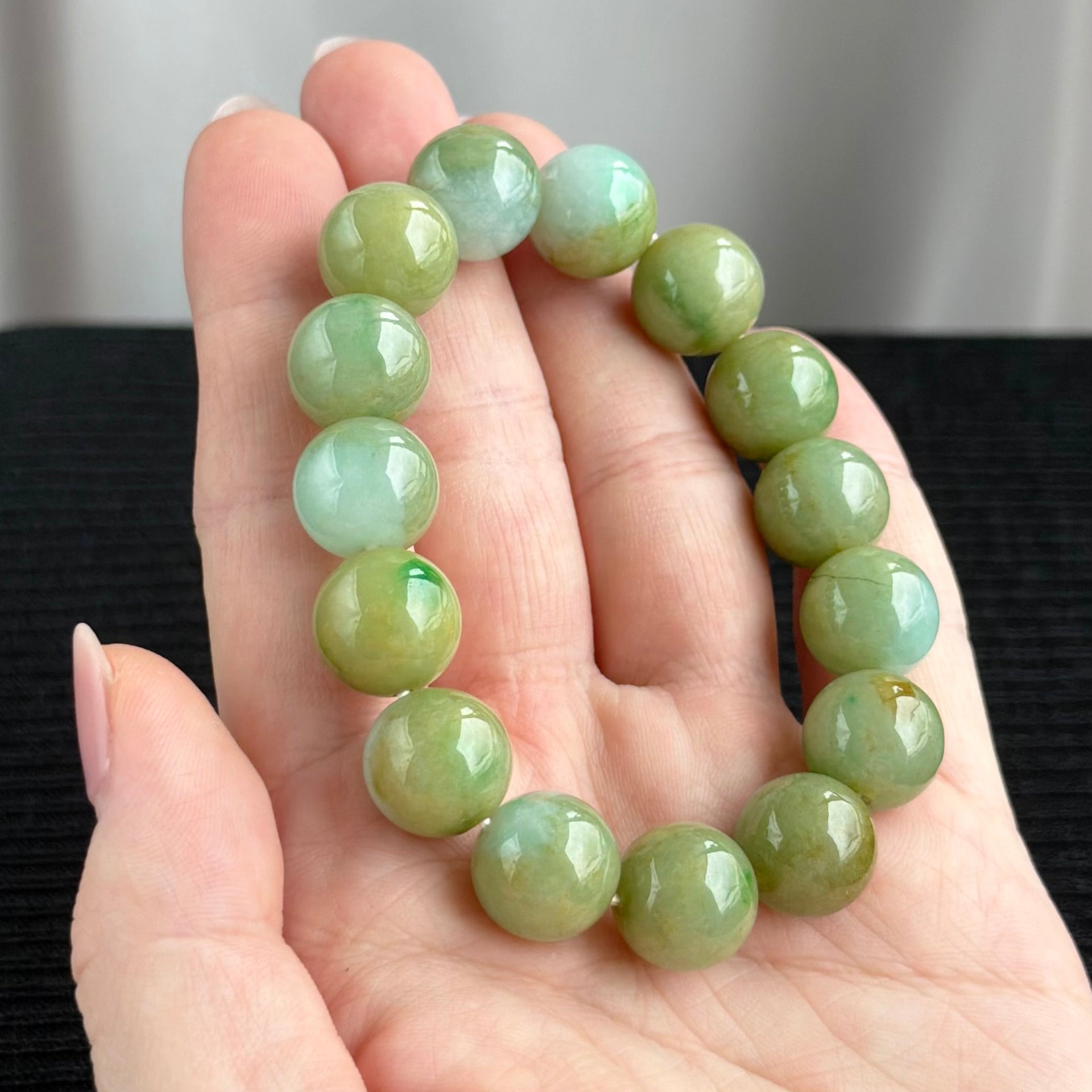 Whispers of an Ancient Forest 13.5mm Jadeite Bracelet 幽林古语