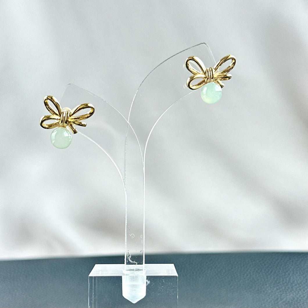 Highly Translucent Green Jadeite Stud Earring