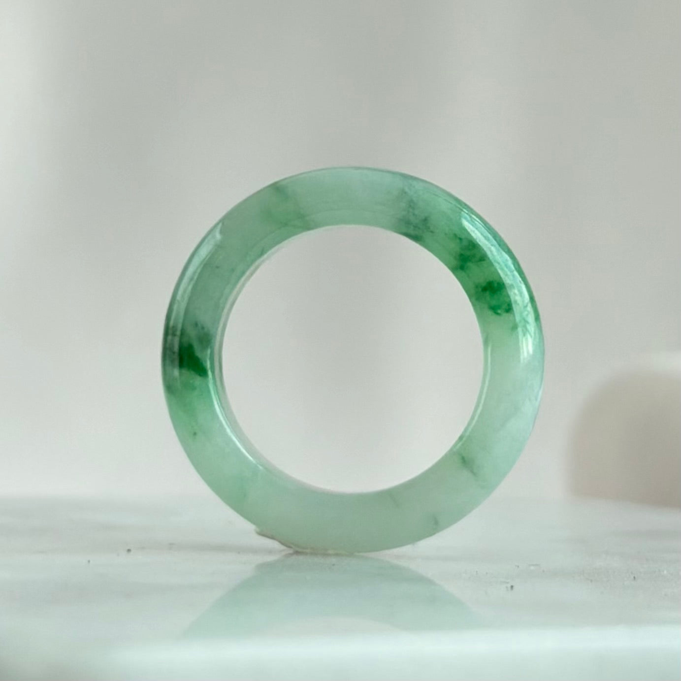 17.3mm Bamboo Dream Jadeite Ring 竹梦青烟