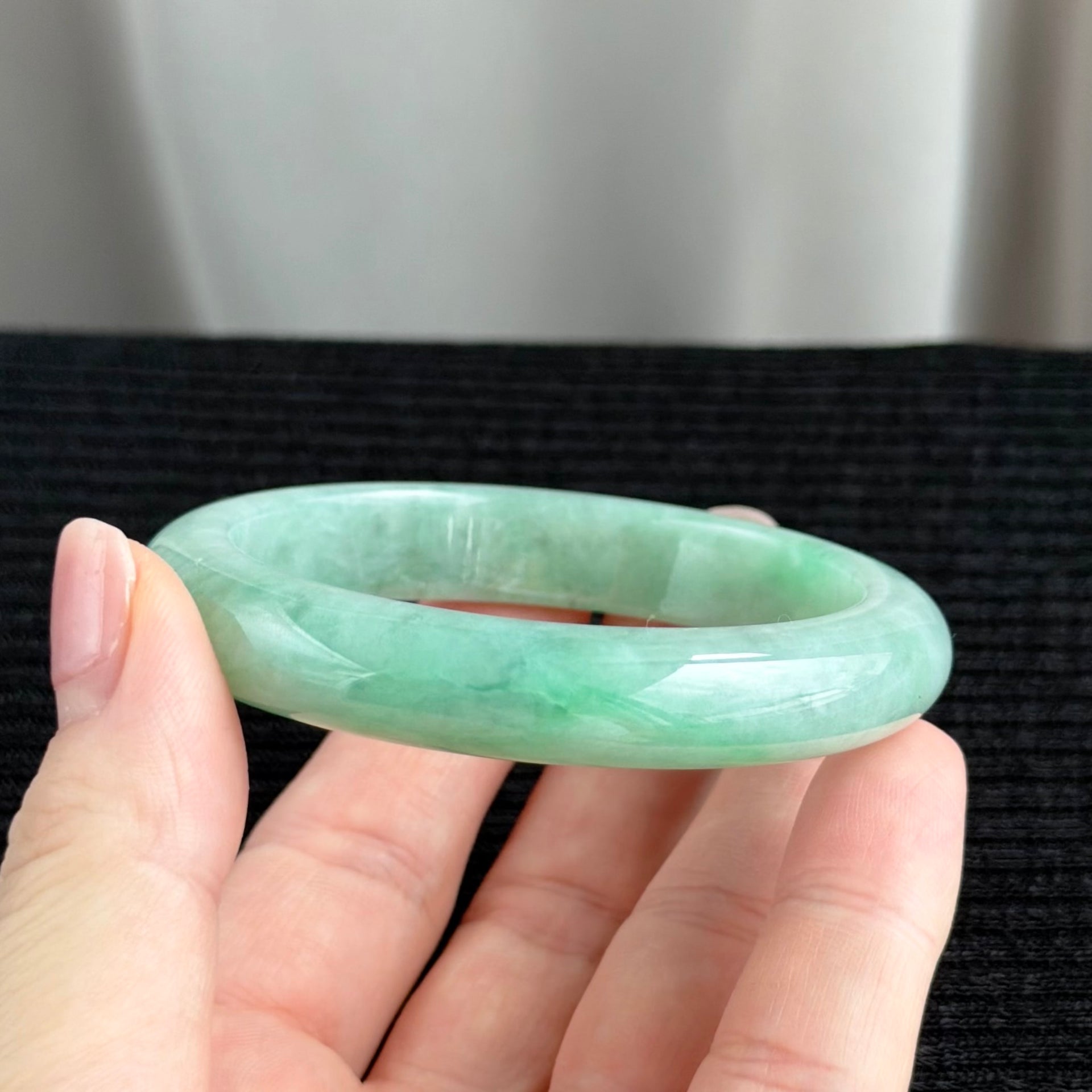 Whispers of the Jade Petal 56.4mm Jadeite Bangle 碧瓣清语
