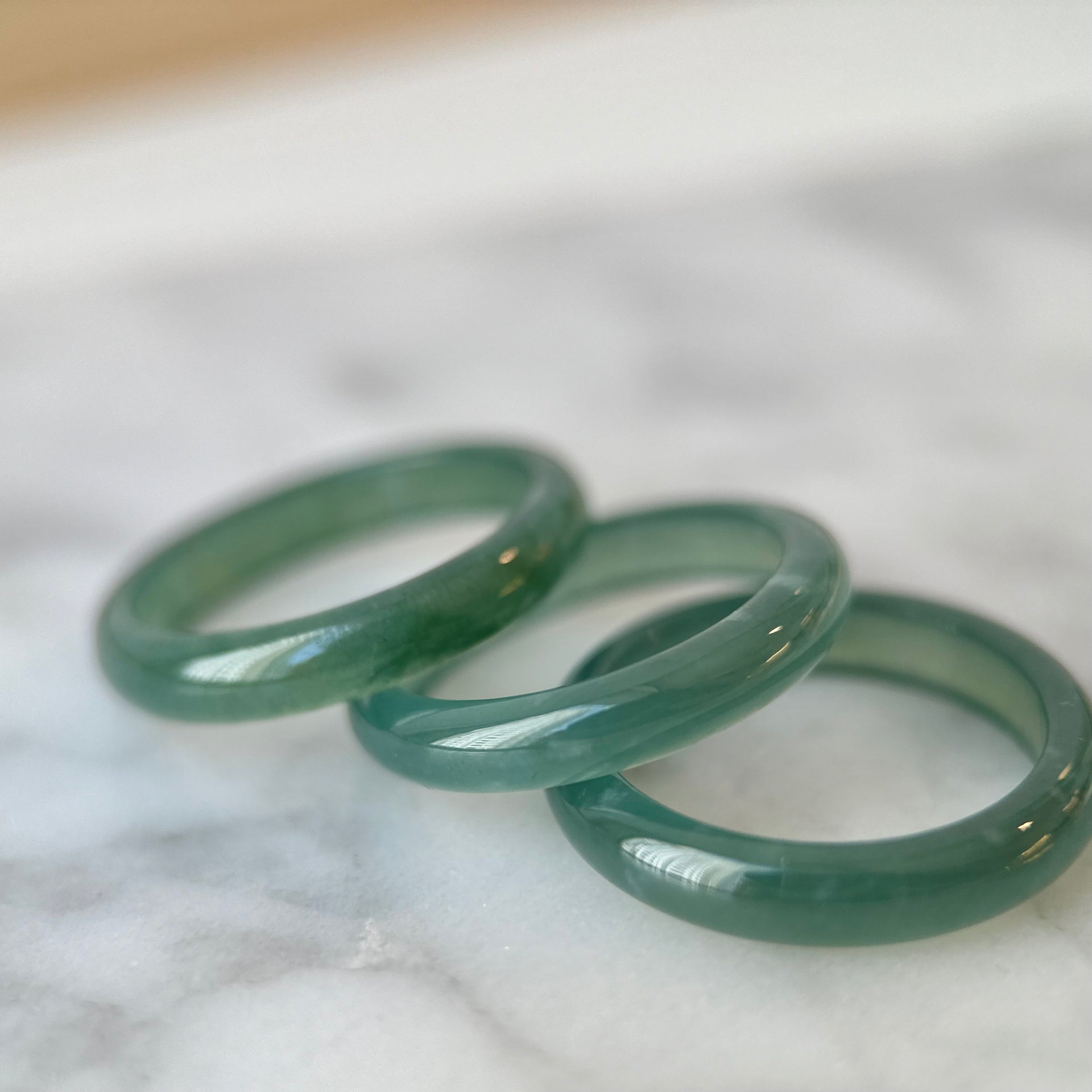 22088 Highly Translucent Bluish Green Type A Jade Ring