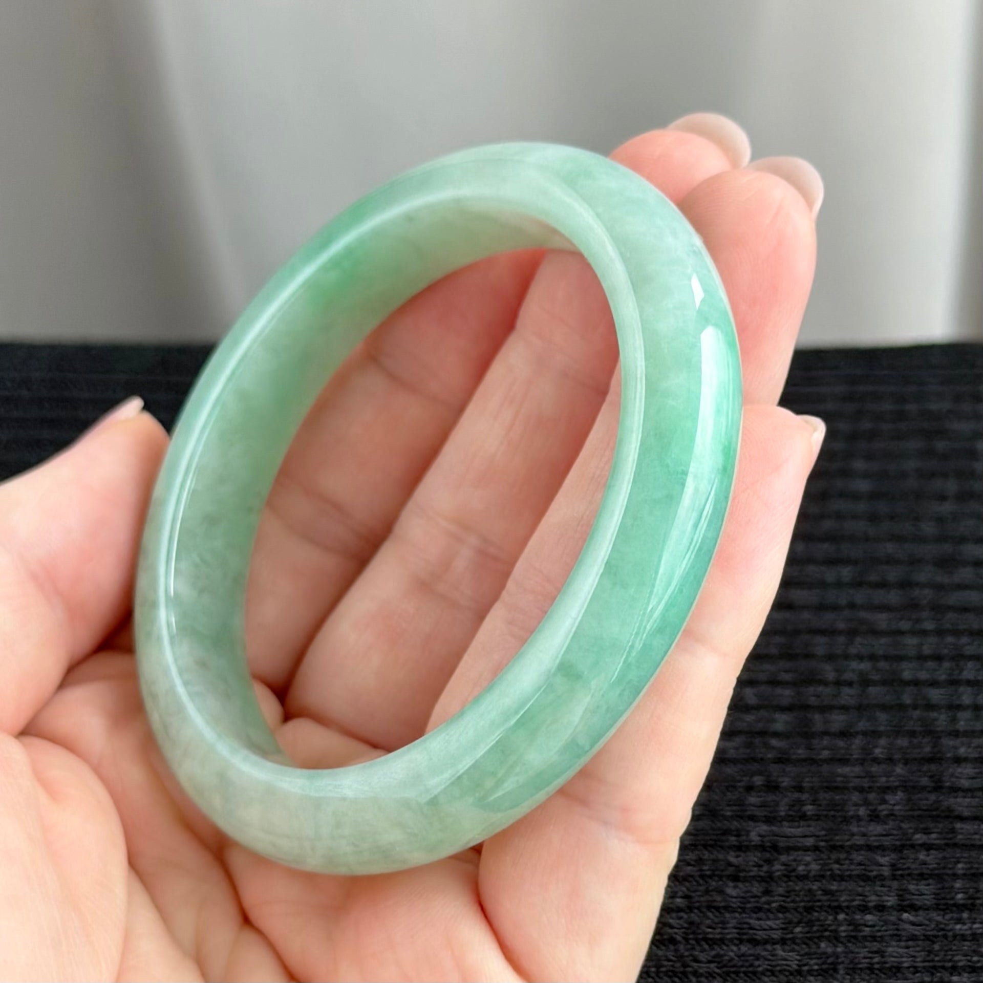 Whispers of the Jade Petal 56.4mm Jadeite Bangle 碧瓣清语
