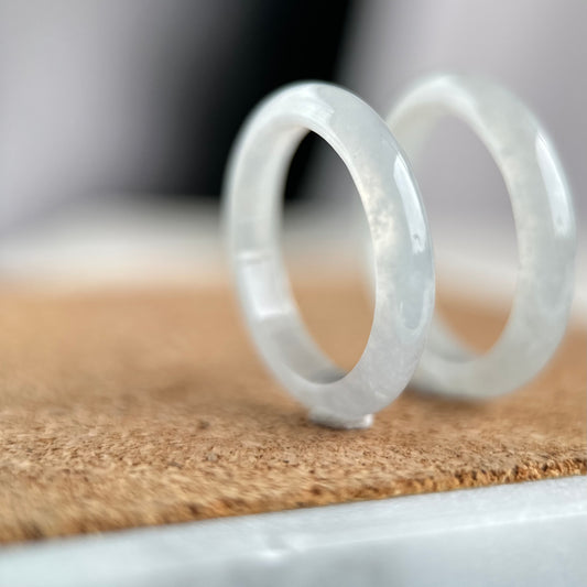 Slim Icy White Jadeite Ring