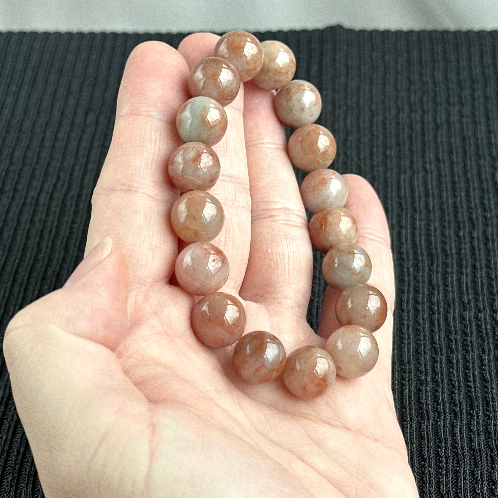 Autumn Blush 12.5mm Jadeite Bracelet 秋霞流光