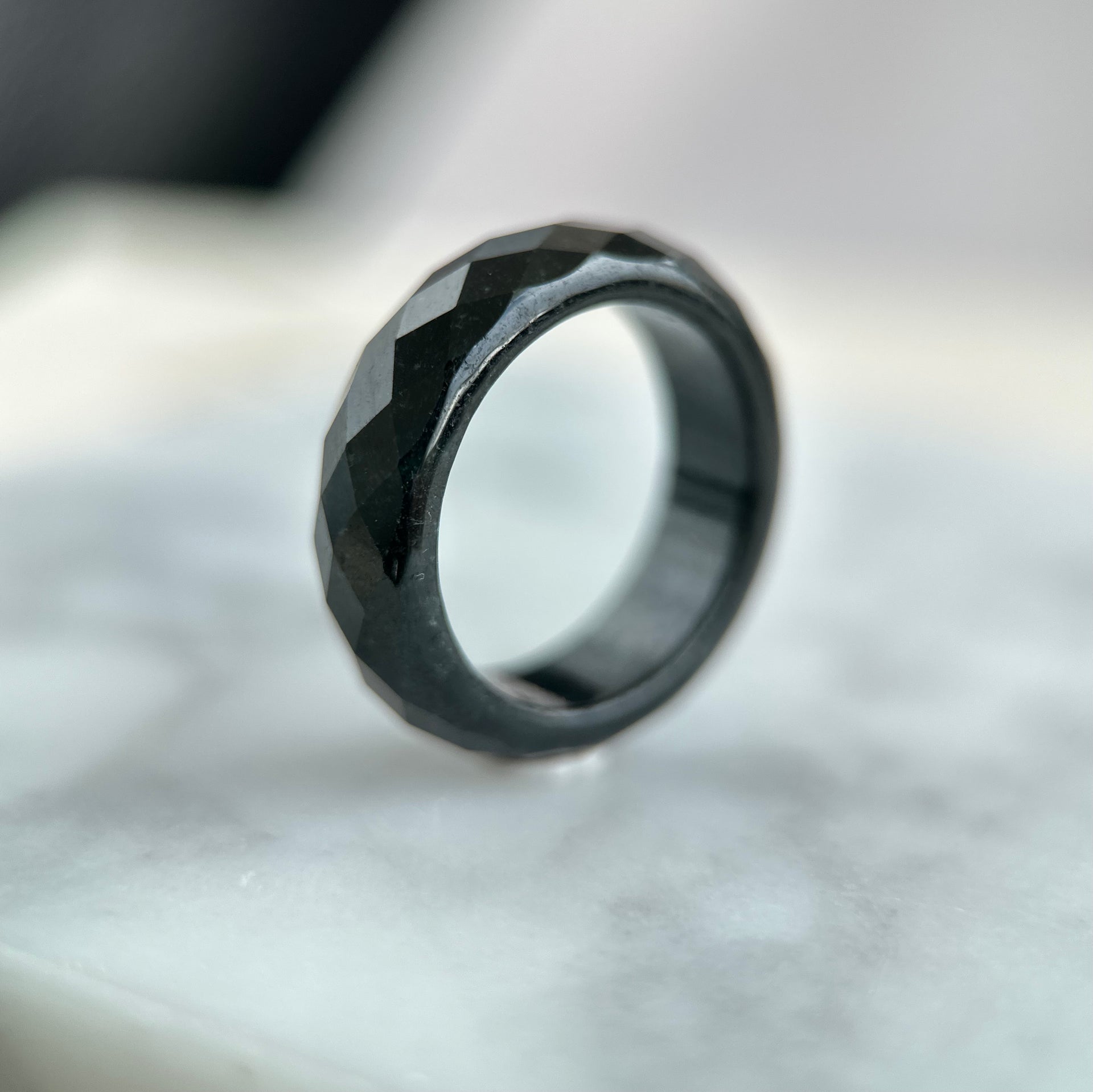 18.2mm Black Wuji Jadeite Ring