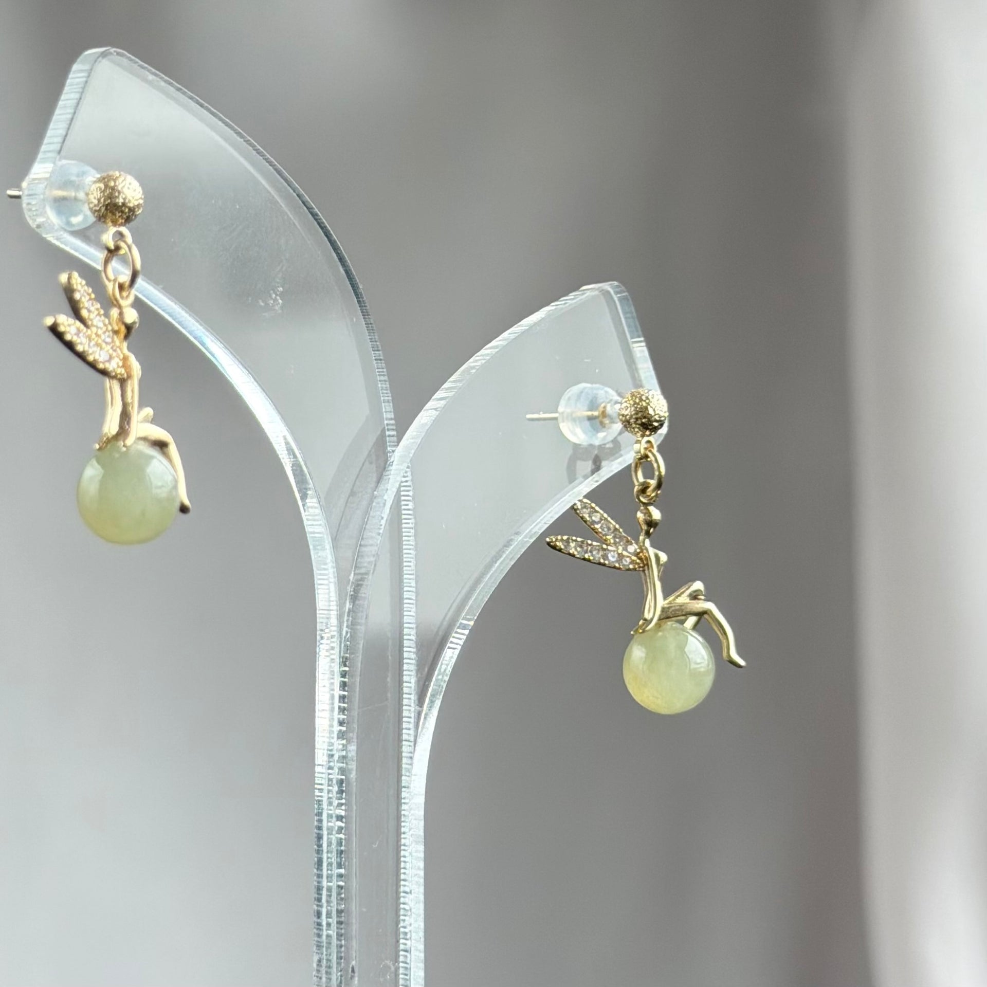 Winterlight Fairy Jadeite Earrings 冬晖羽灵