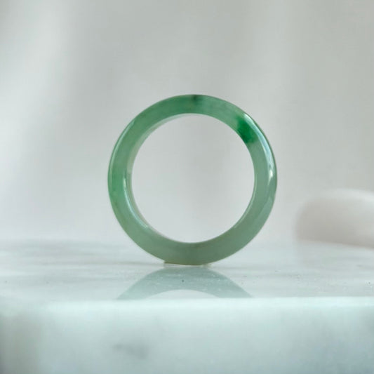 17.8mm Mossy Spring Jadeite Ring 苔春