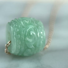 Load image into Gallery viewer, 42789 Green Carved Jadeite Barrel Pendant Green Carved Jadeite Barrel Pendant with Rose Gold Plated Necklace
