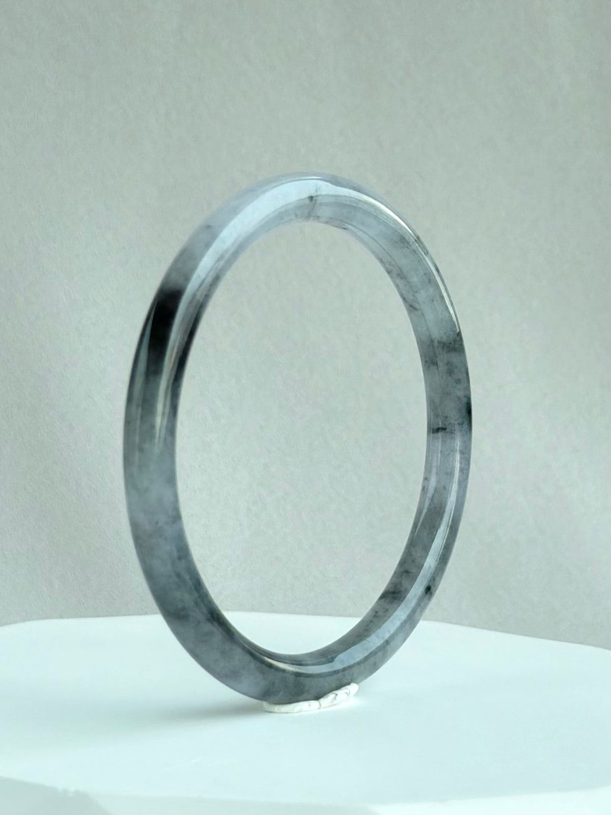 Snow on the Cold River 57.0mm Jadeite Bangle 寒江雪