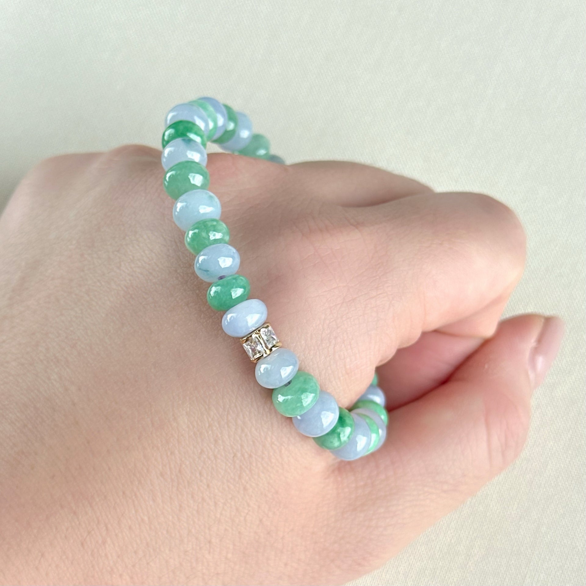 100233 Chun Cai 春彩 Type A Jadeite Beaded Bracelet