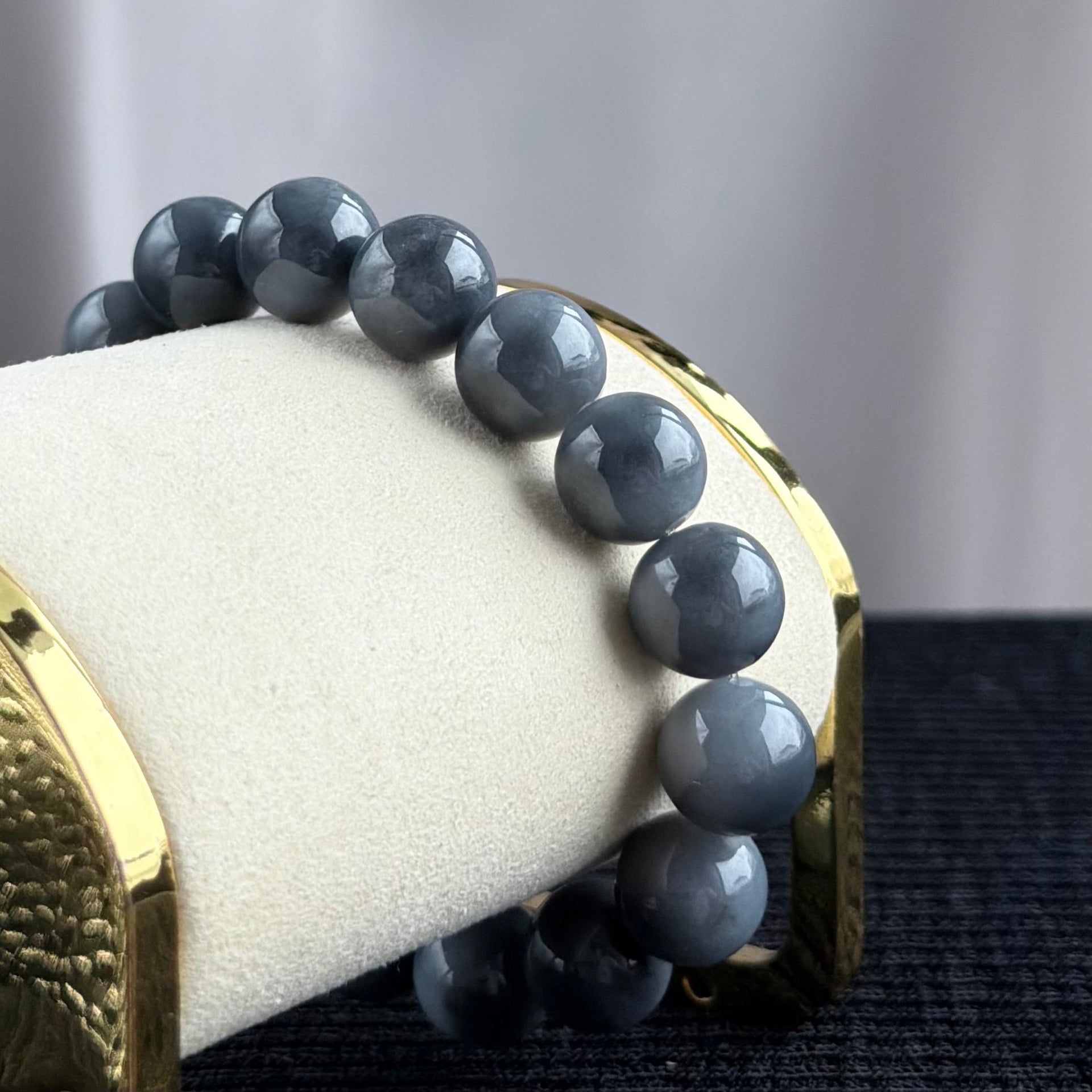 Grey Horizon 12.8mm Jade Bracelet 灰域天际
